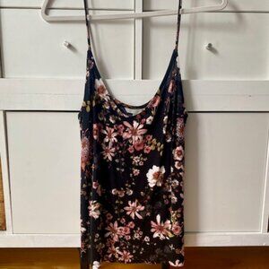 Black floral tank top